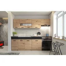 KITCHEN ALINA 240 - ARTISAN OAK/BLACK MATT